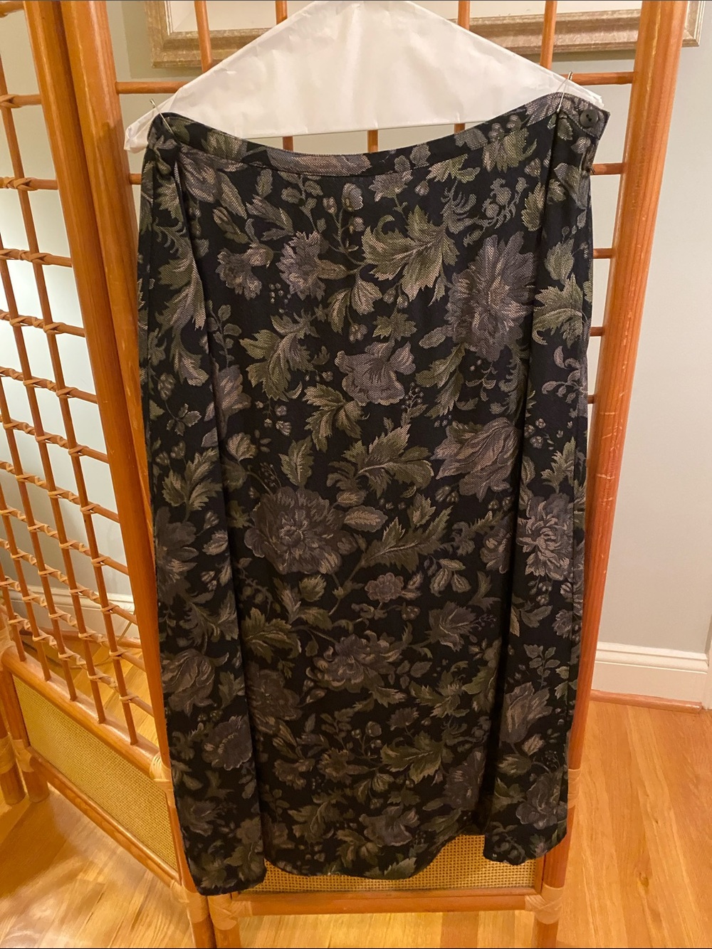 Floral Maxi Skirt in Black and Olive
